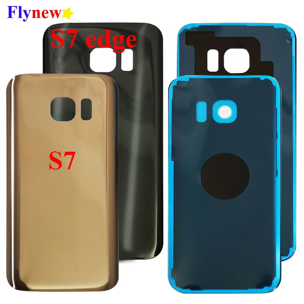 S7 G930F стеклянный корпус задняя крышка батареи дверь для Samsung Edge G935F с 3M наклейкой