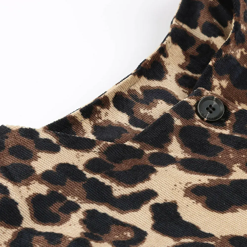 

Womens Girls Leopard Print Winter Warm Wind Coat Cardigan Long Coat Oversize