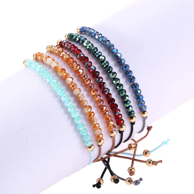 

Natural Stone Handmade Braided Couples Bracelet 4mm Cute Small Quartz Crystal Beads Bracelet for Women Men Friend Jewelry Gifts