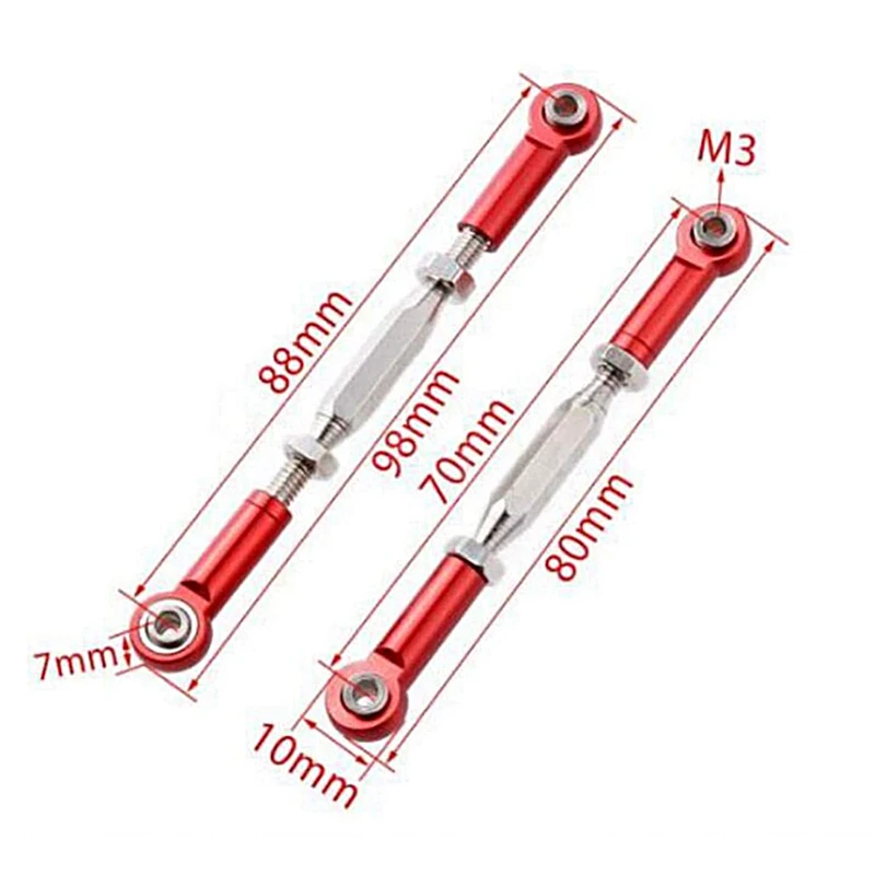 

RC Pull Rod, Adjustable Metal Aluminum Steering Pull Rod Upgrade Sets with Rod Ends for Traxxas Slash 2WD 1/10