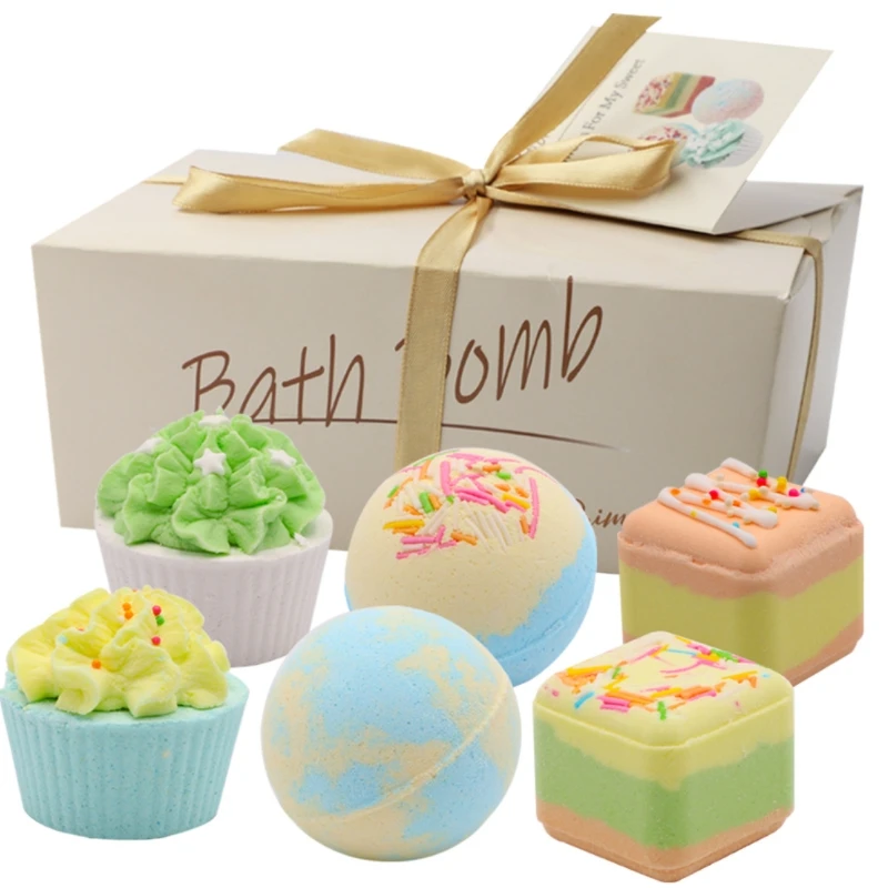 

2 Sets New Bath Bombs Set Cupcakes Truffles Sprinkle Balls Spa Bath Fizzies Colorful Balls Kit Sea Salt Bubble Bath Skin