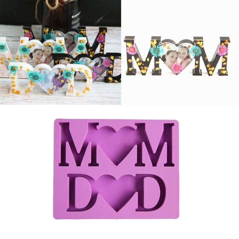 Силиконовая форма для фоторамки с надписью Мама и папа | Украшения аксессуары