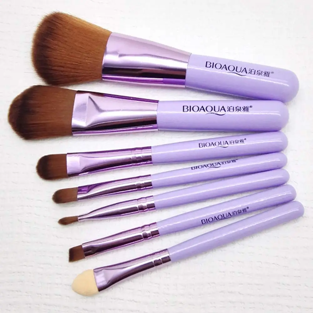Purple Новинка, 7 шт., брендовые кисти для макияжа лица, кисть для румян, кисть для пудры, кисть для основы, инструмент, Профессиональные Многофункциональные косметические кисти - Handle Color: Purple