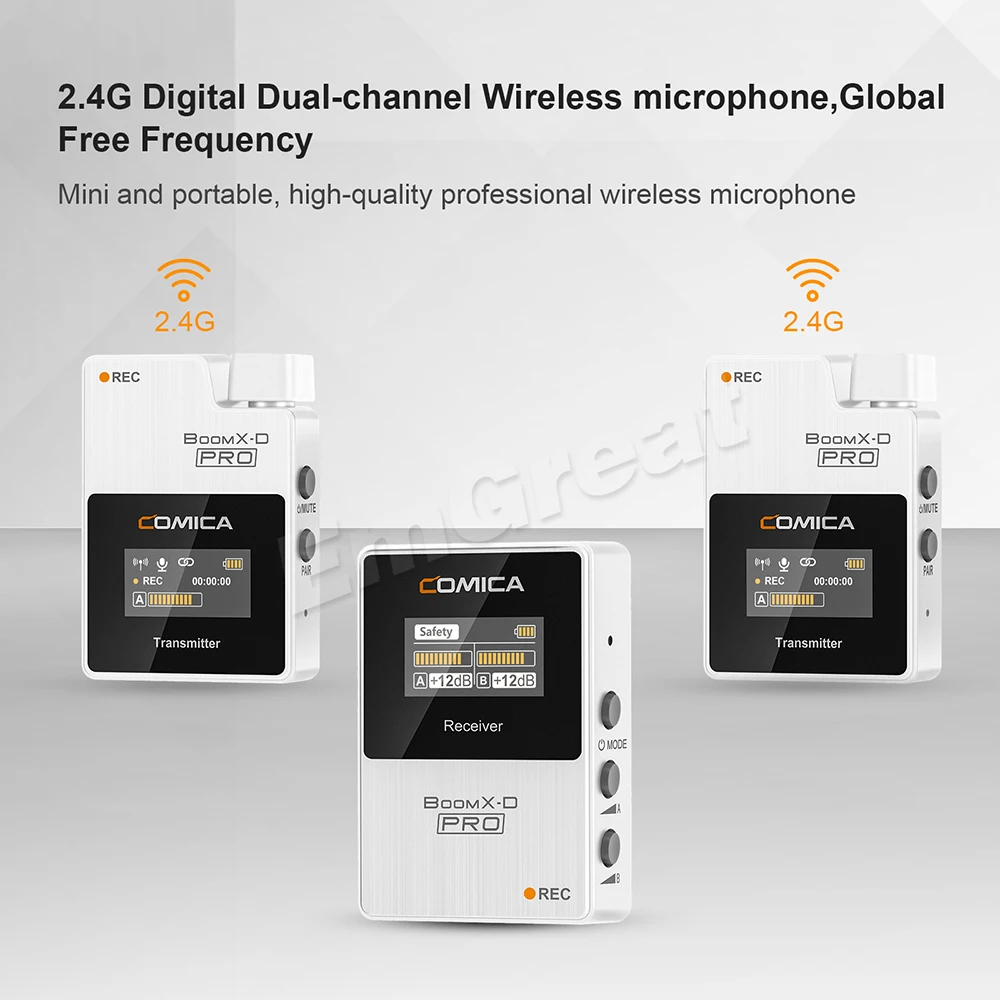 Comica BoomX-D PRO D2 2.4G Digital Wireless Microphone Professional Mic Transmitters Receiver Kit for DSLR Camera iPhone | Электроника