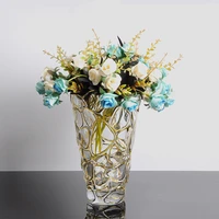 european style simple crystal glass vase hand painted gold craft ornaments living room household luxury transparent decorative v