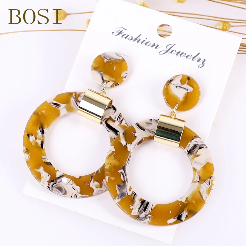 25 Серьги для женщин, акриловые, Boho, ацетат, висячие серьги, модные, большие, богемные, аксессуары, геометрические, Роскошные, трендовые, для лица - Окраска металла: 25