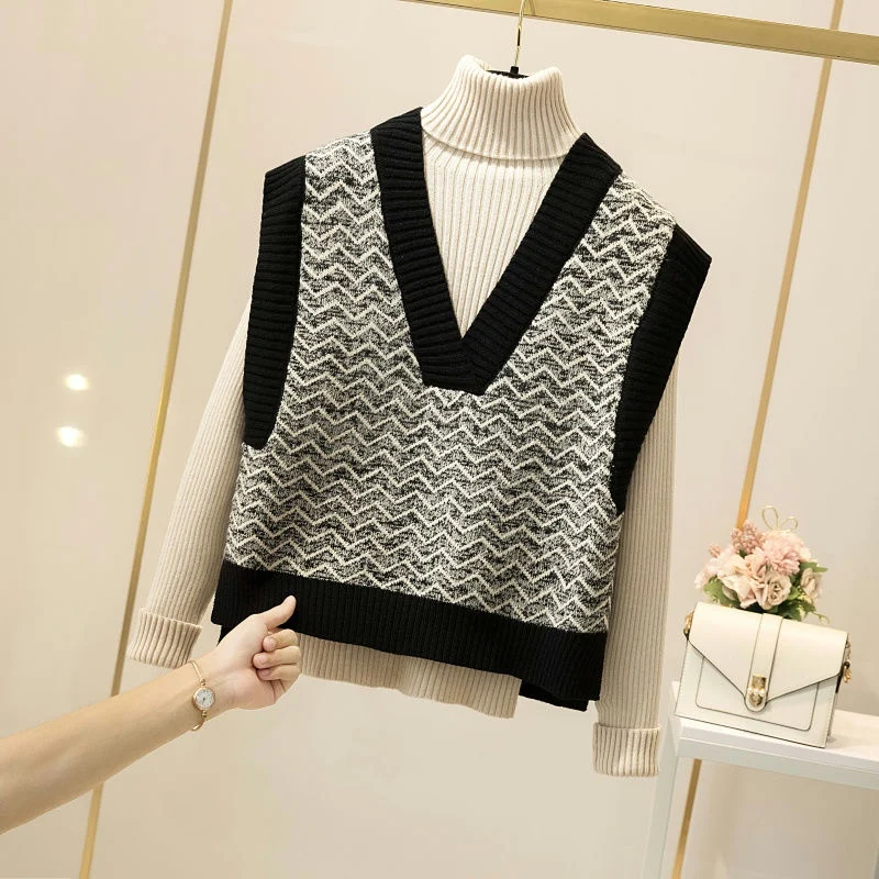 

Новинка 2022, универсальная темпераментная блузка в студенческом стиле на осень и зиму, женская верхняя одежда с V-образным вырезом, вязаный ж...