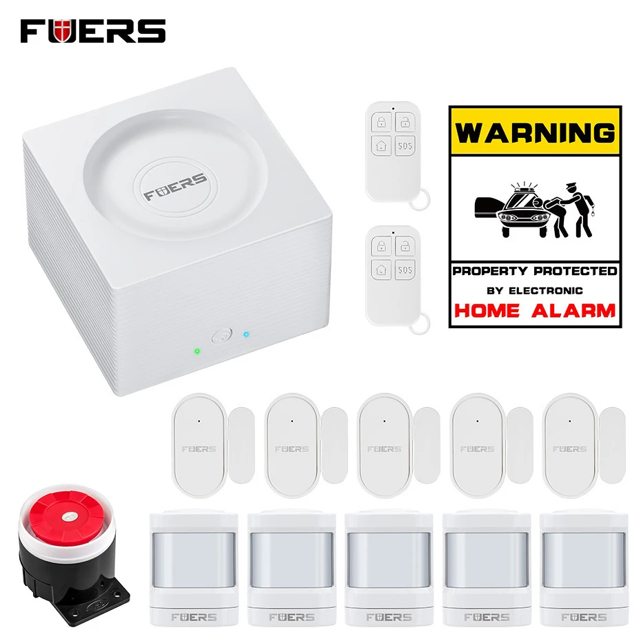 

FUERS Mini WIFI GSM Alarm System Tuya App Remote Control Home Security Small PIR Motion Detector Anti-theft Alarm System