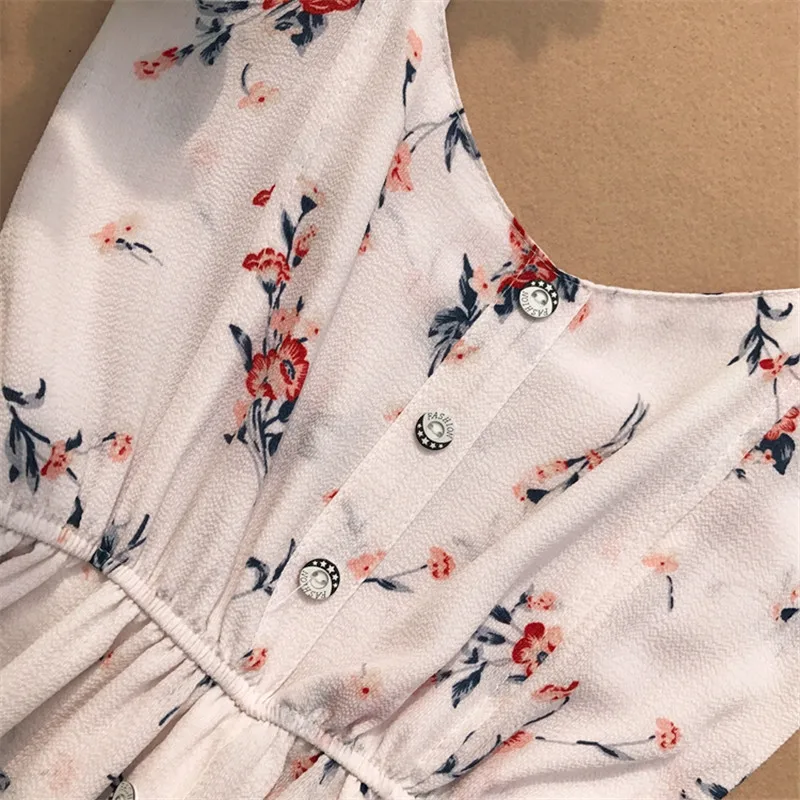 Шорты с широкими штанинами MUMUZI Цветочный V-образный вырез короткие комбинезоны