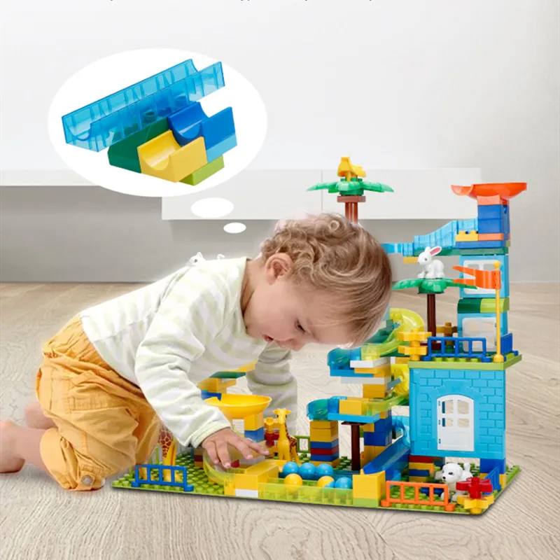 

240pcs Big Bricks Marble Race Run DIY Compatible Duploed Building Blocks Funnel Slide Blocks City Creator Toys For Kid Best Gift