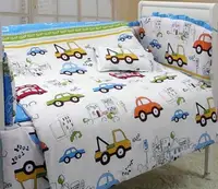 7PCS full Set Car Cotton Crib Bedding Set Cot Bumpers Baby Duvet Pillow Sheet Full Set