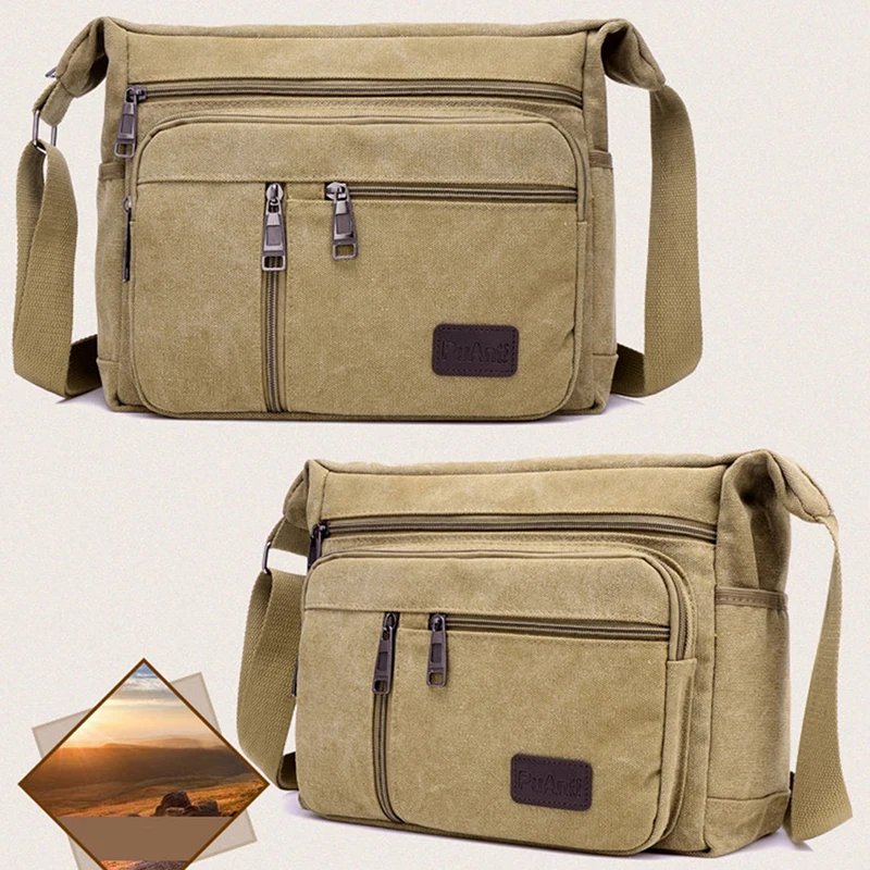 

Men Retro Canvas Travel Bag Mens Travel School Zipper Shoulder Bag Casual Men Shoulder Crossbody Bags Outdoor Handbags