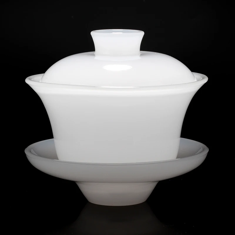 160 мл креативная белая Нефритовая фарфоровая чайная чаша Gaiwan с крышкой комплект