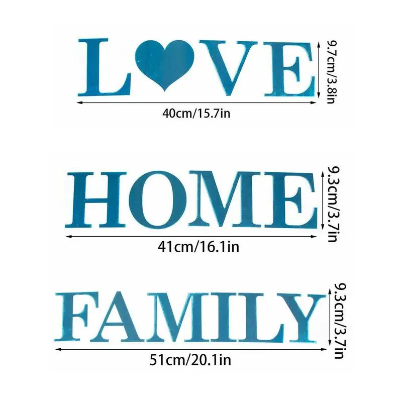 

4-letter love, home, family mirror wall stickers self-adhesive V4O5