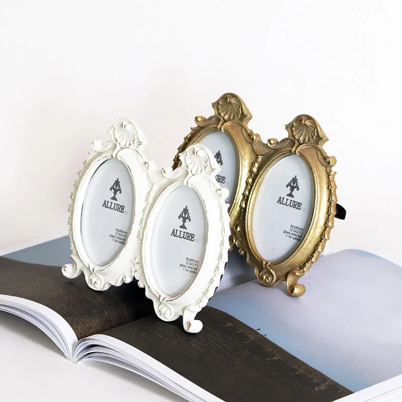 

Настольная фоторамка из смолы с двумя отверстиями, с текстурой в французском ретро стиле