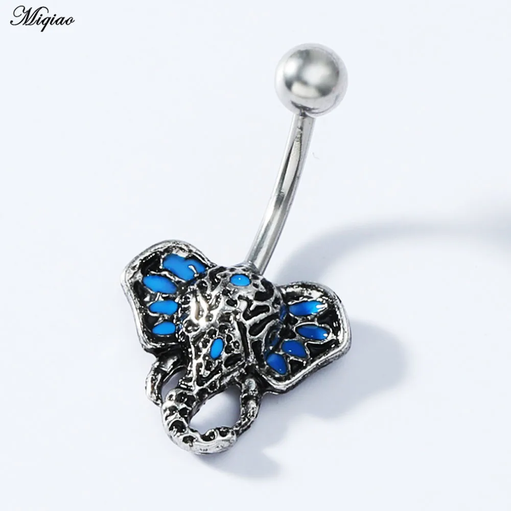 

Miqiao 1pcs Fashion New Product Stainless Steel Dripping Oil Elephant Belly Button Body Exquisite Piercing Jewelry