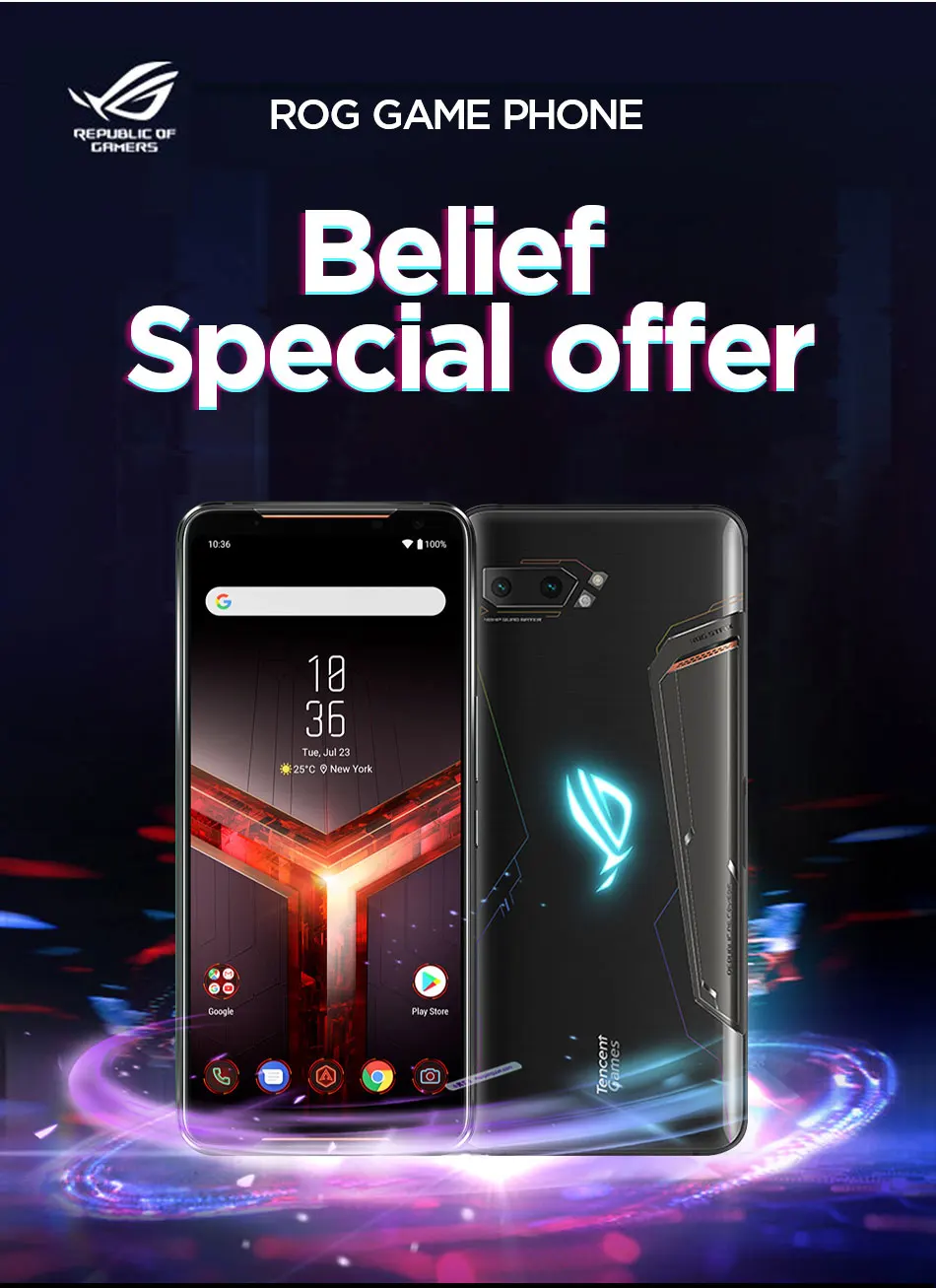 Телефон ROG 2, мобильный телефон Asus ROG Phone II ZS660KL, 12 Гб, 512 ГБ, Snapdragon855+ 6,59 дюймов, 1080x2340 P, 6000 мАч, 48MP, NFC, Android 9,0