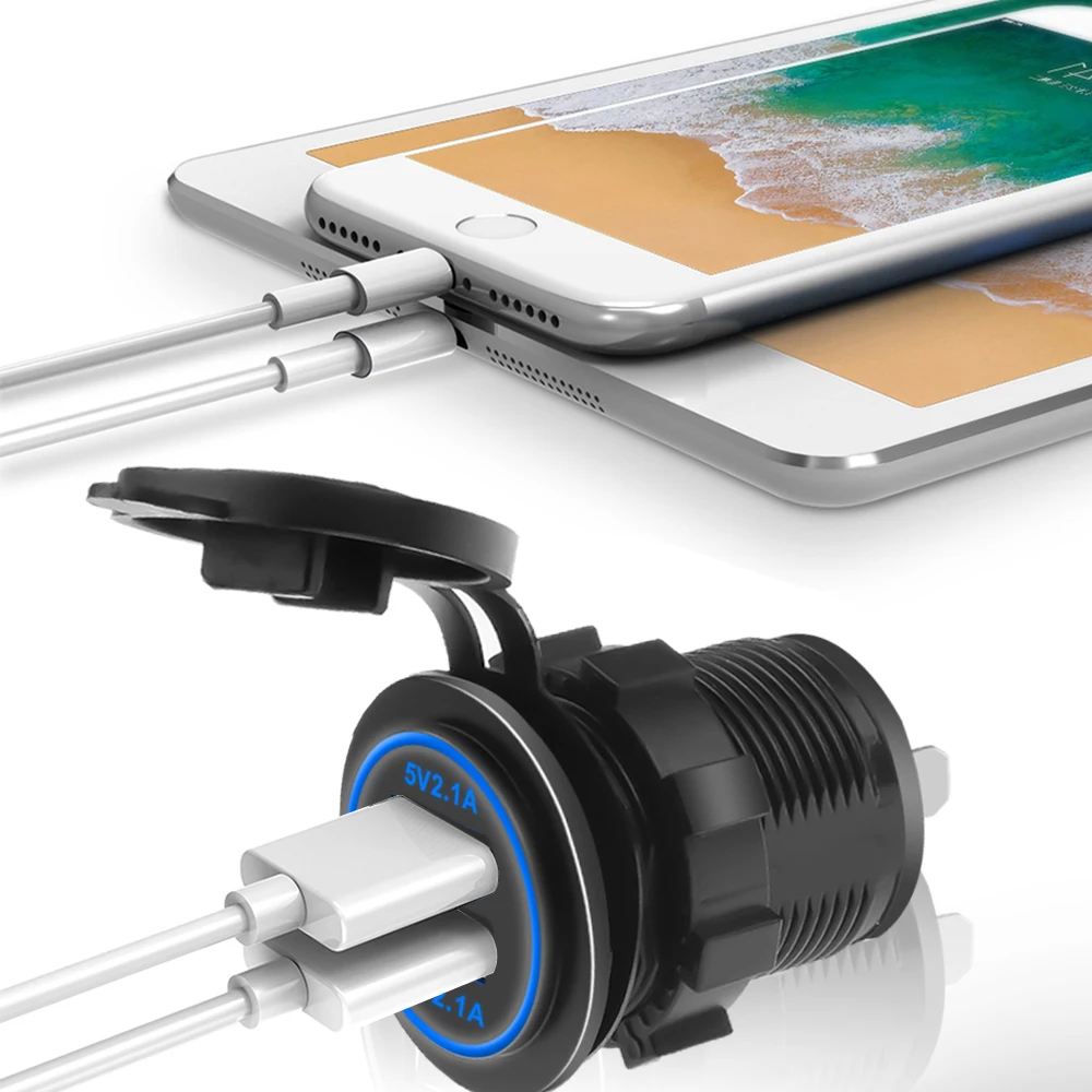 Автомобильное зарядное устройство с двумя USB-портами 12 В/24 В 4 2 А | Автомобили и