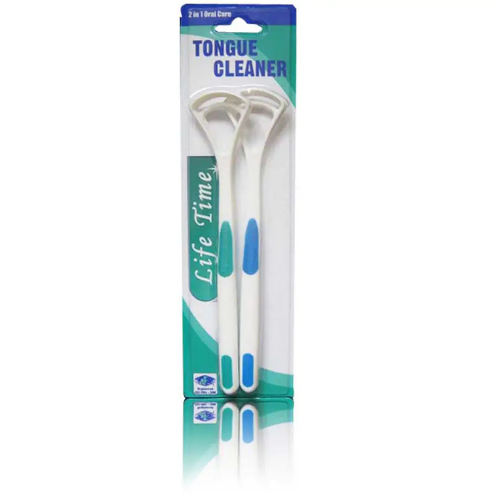 

2Pcs Plastic Scraper Oral Dental Care Clean Away Bad Breath Tongue Cleaner Brush Scraper Handle Remove Tongue Dirt Tools