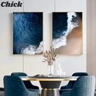 Постер на холсте с изображением синего океана, пейзажа, пляжа, современная картина с морским пейзажем, нордический домашний декор, настенные картины для гостиной