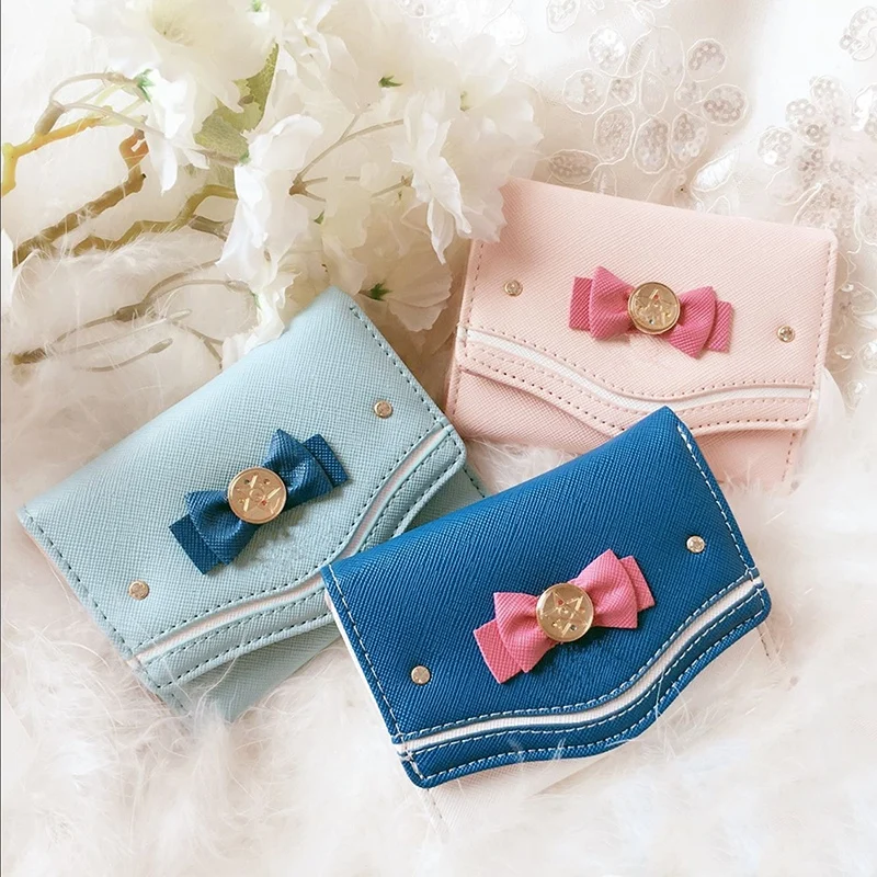 

Ladies Small Wallet Cute Coin Coin Purse PU Buckle Hand Grip Wallet Bow Short Mini Slim Card Wallet