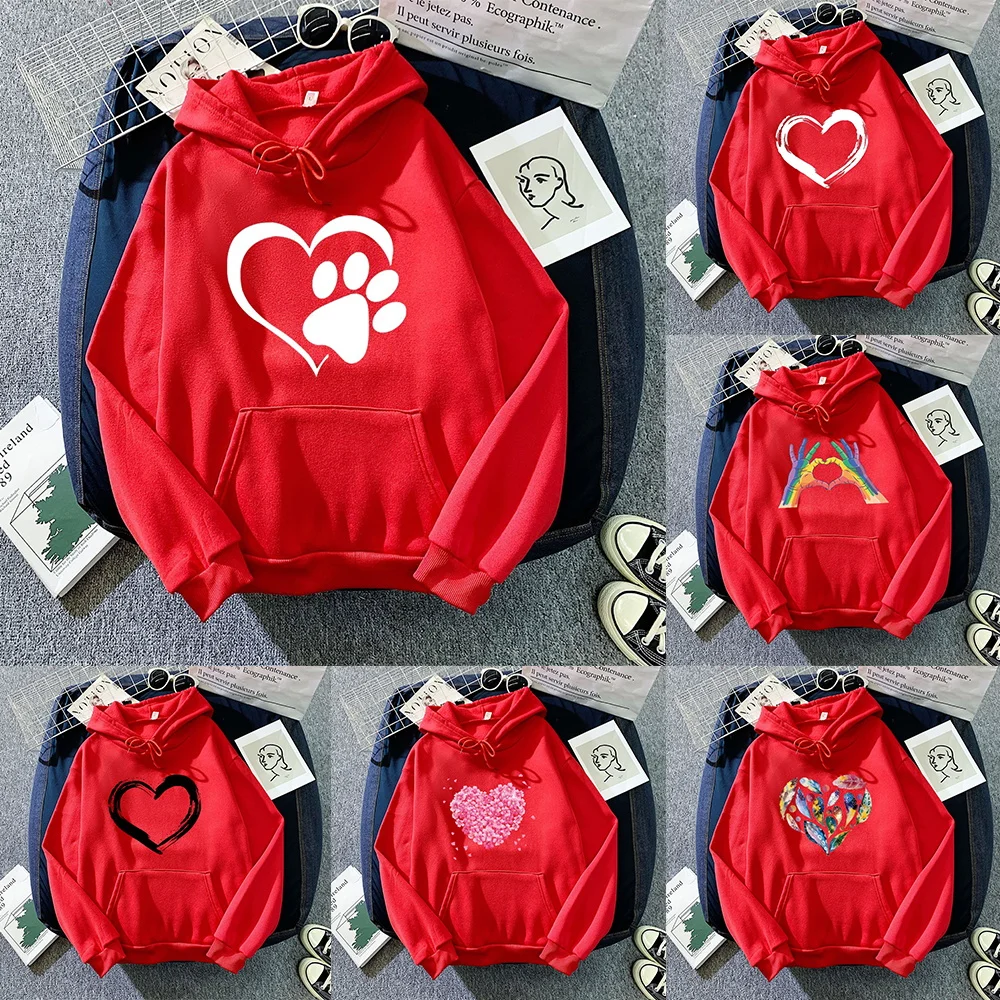 

Love Print Sweatshirt Hoodis Loose All-match Streetwear Casual Autumn Winter Warm Couples Pullovers Hoodie Long Sleeve Tops