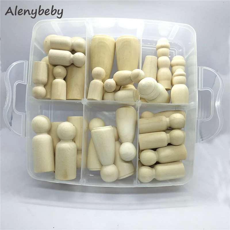 35 шт. деревянные колышки для кукол в форме людей неокрашенные свадебные