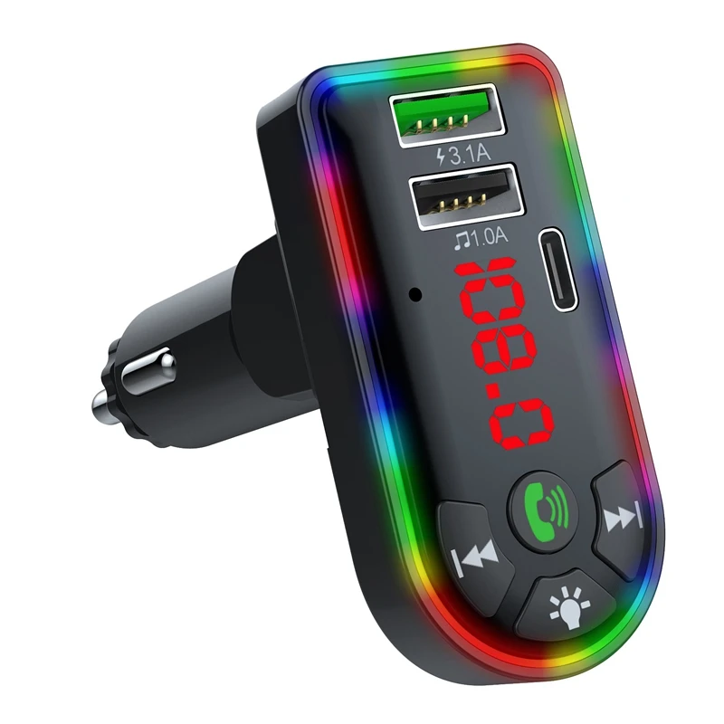 

DC5V 3.1A FM Transmitter Bluetooth 5.0 Car MP3 Player Wireless Handsfree for U Disk/TF Music Player with PD Charger