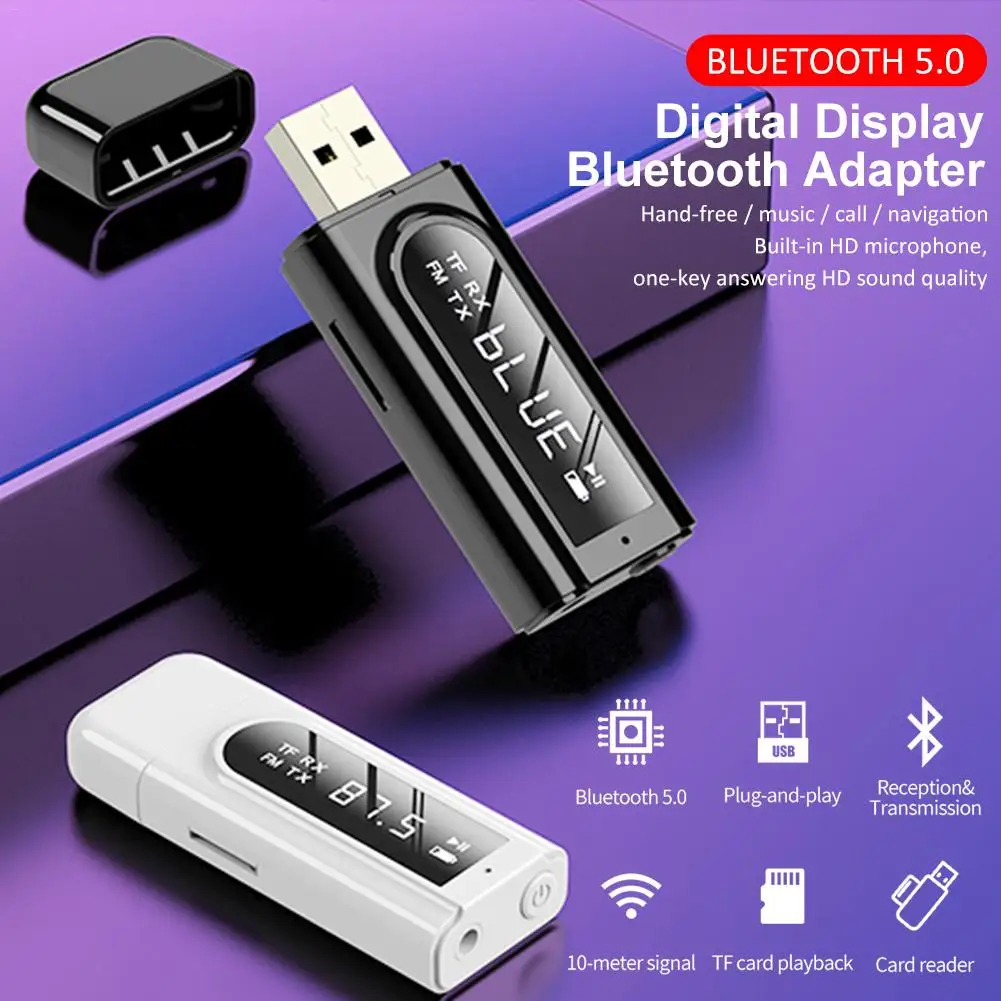 

2 в 1, Автомобильный FM-модулятор Blueteeth 5,0 со светодиодной подсветкой и микрофоном