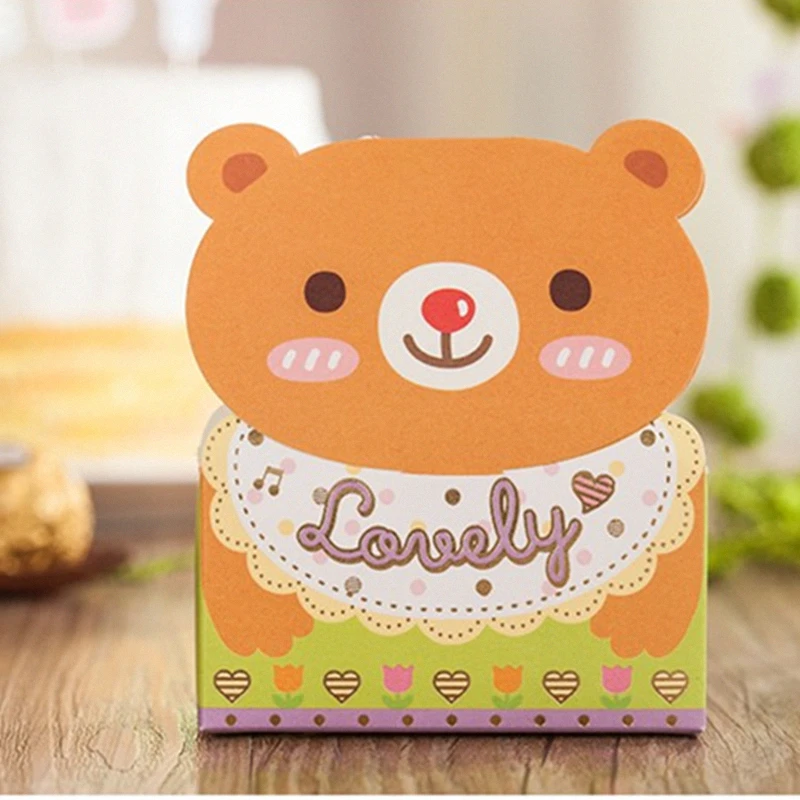 

50pcs DIY Cute Lovely Event Party Supplies Baptism Baby Shower Boy Girl Birthday Paper Chocolate Bear Gift Candy Box For Guest