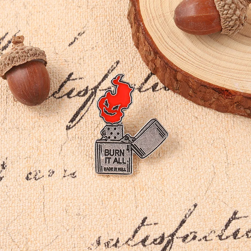 

Creative Funny Lighter Grimace Flame Alloy Enamel Brooch Retro Creative Wild Badge Simple Backpack Lapel Accessories Jewelry