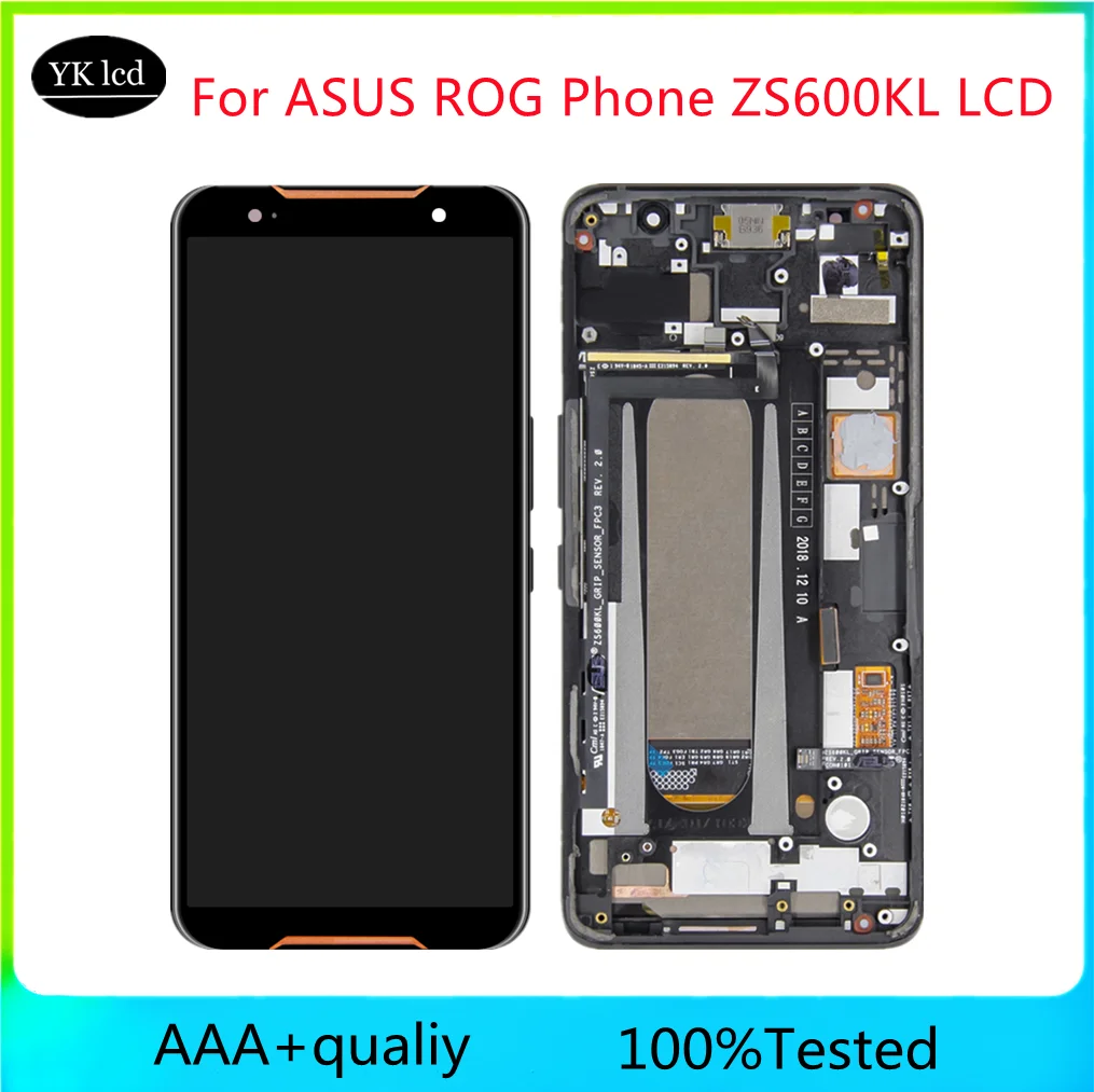 

ЖК-дисплей 6,0 дюйма для ASUS ROG Phone ZS600KL Z01QD, ЖК-дисплей, сенсорный экран, дигитайзер, стеклянная панель в сборе + рамка