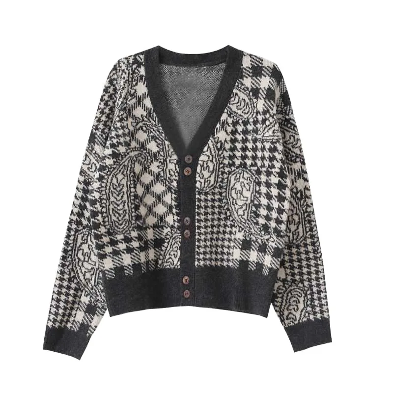 

2021 Spring New Retro Style Sweater Cardigan Female Design Sense Color Knitted Jacket Fashion Trend