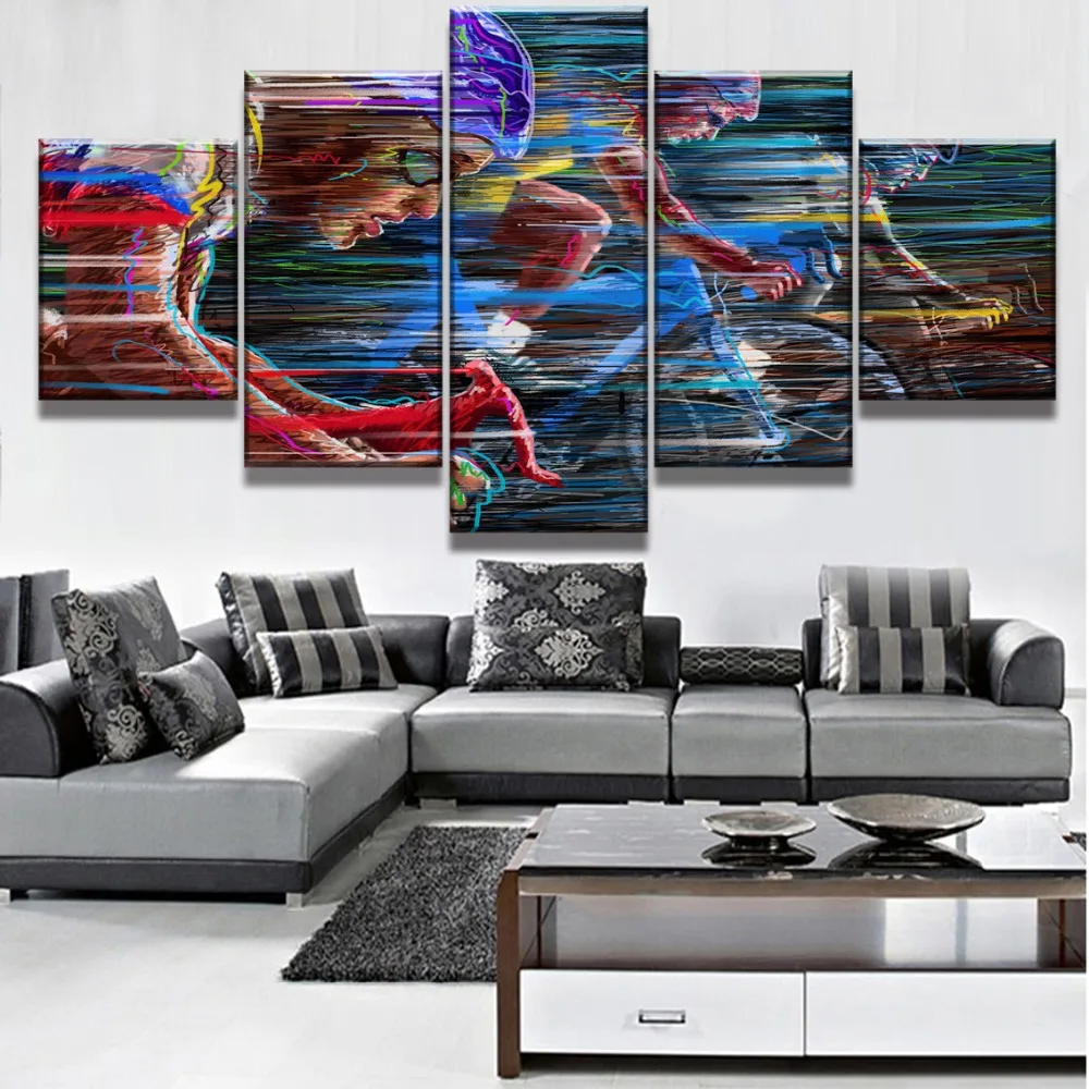 

5 Piece Canvas Art Abstract Bicycle Cuadros Decoracion Paintings on Canvas Wall Art for Home Decorations Wall Decor Artwork
