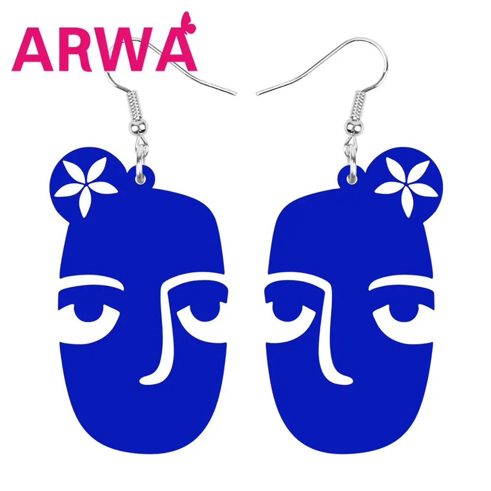 ARWA Акриловые Большие Полые Художественные девушки лицо цветок серьги подвески в