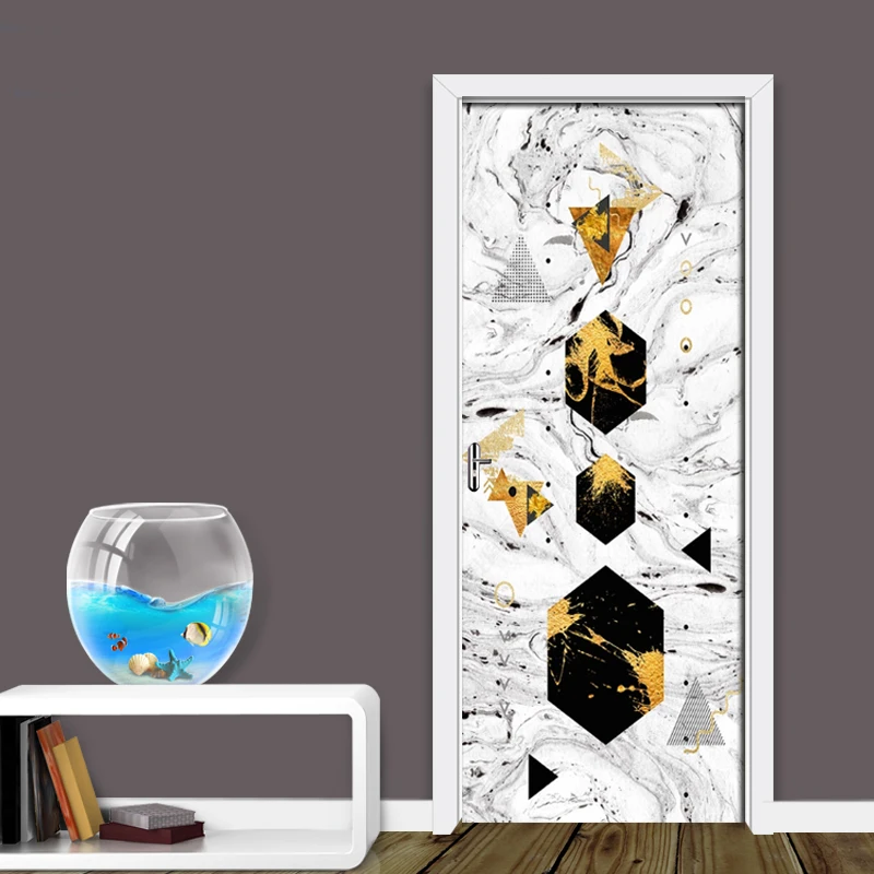 Абстрактная Геометрическая чернильная живопись Настенная Наклейка на дверь