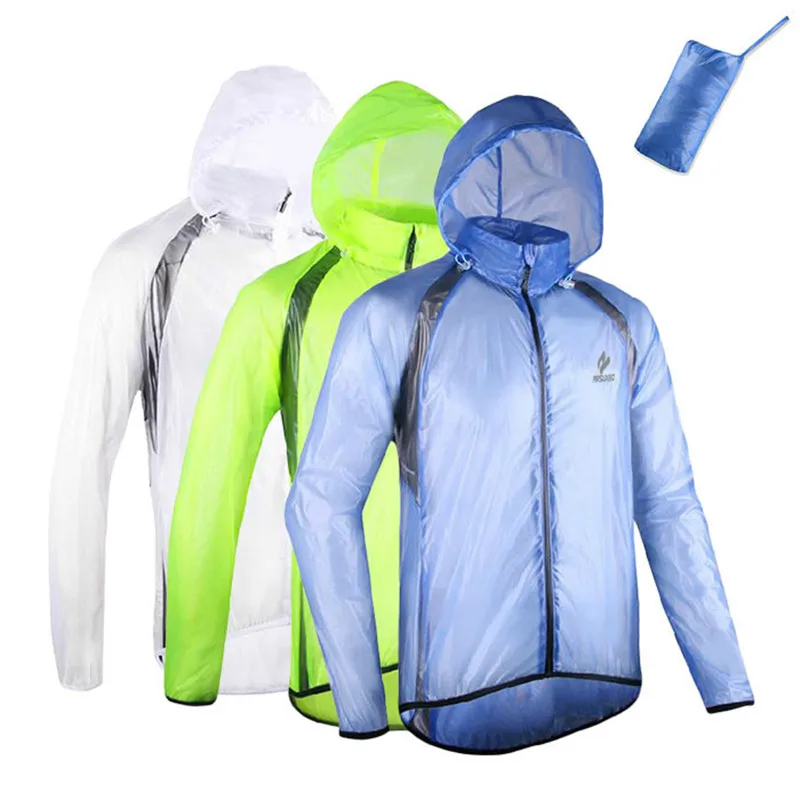 

ARSUXEO Men Women Cycling Rain Jacket with Storage Bag Ultra Light Compressed Breathable Outdoor Sports Riding Bike Raincoat