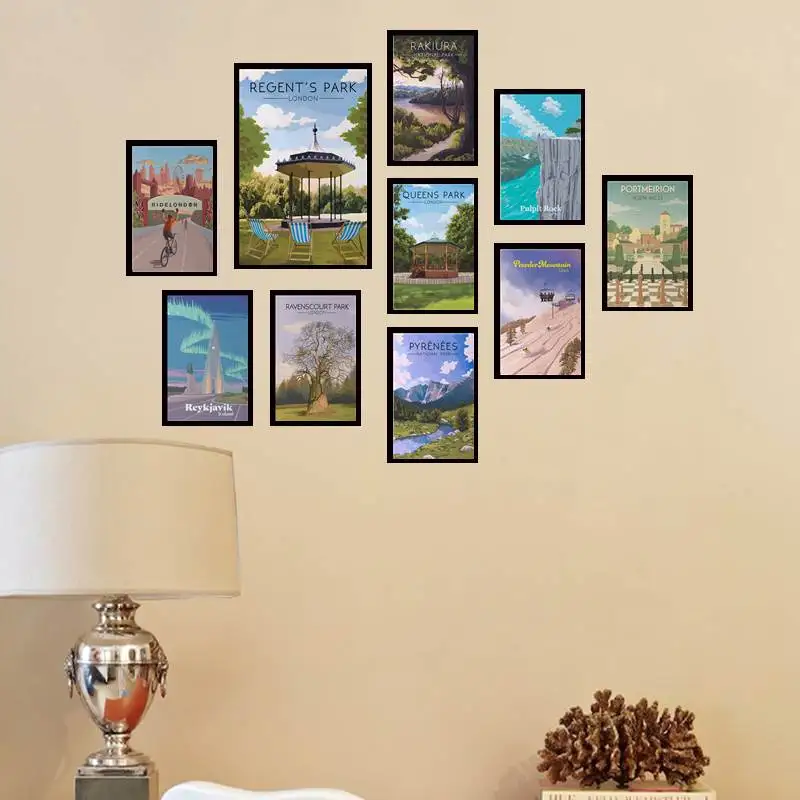 

Portmeirion Gwynedd North Wales Seaside Welsh Travel Poster Village Castell Deudraeth Canvas Art for Home Decor