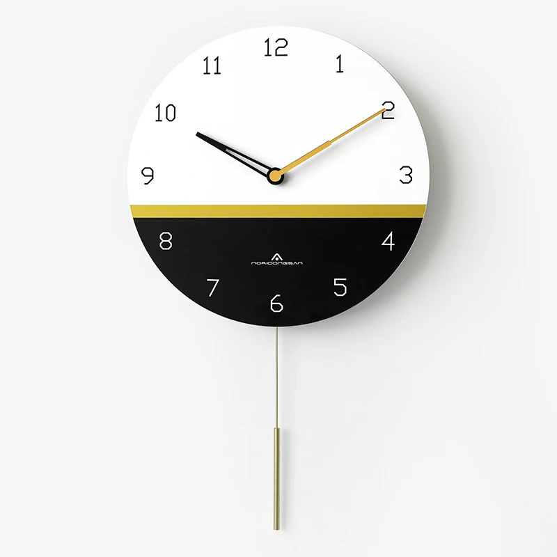 

Luxury Nordic Wall Clock with Pendulum Living Room Art Clock Wall Simple Modern Creative Silent Kitchen Home Decoration C6T142