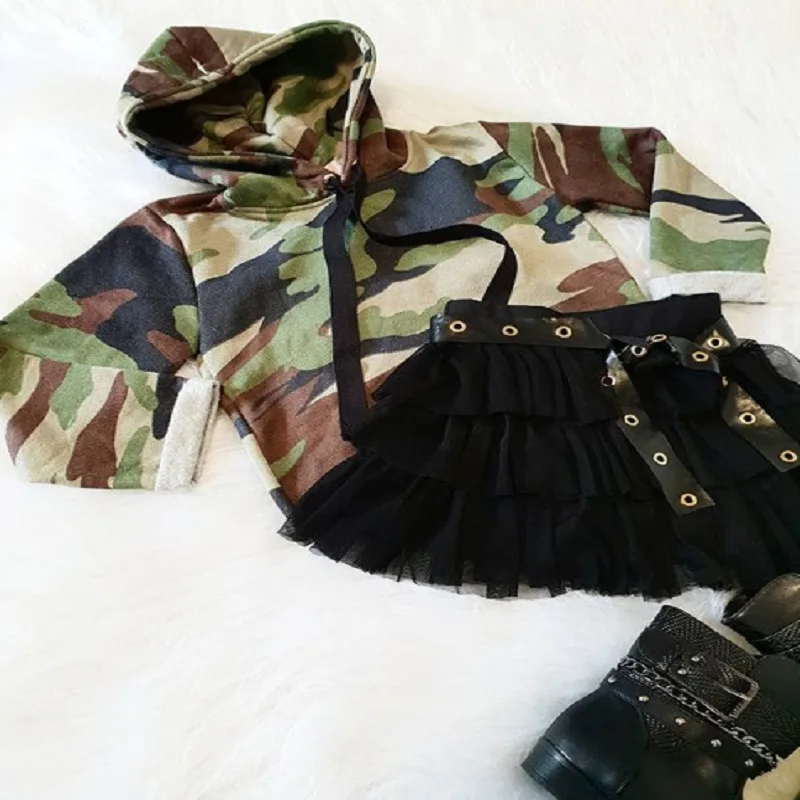 От 1 до 5 лет осенне-зимний костюм для девочек из 2 предметов хлопковый Камуфляжный