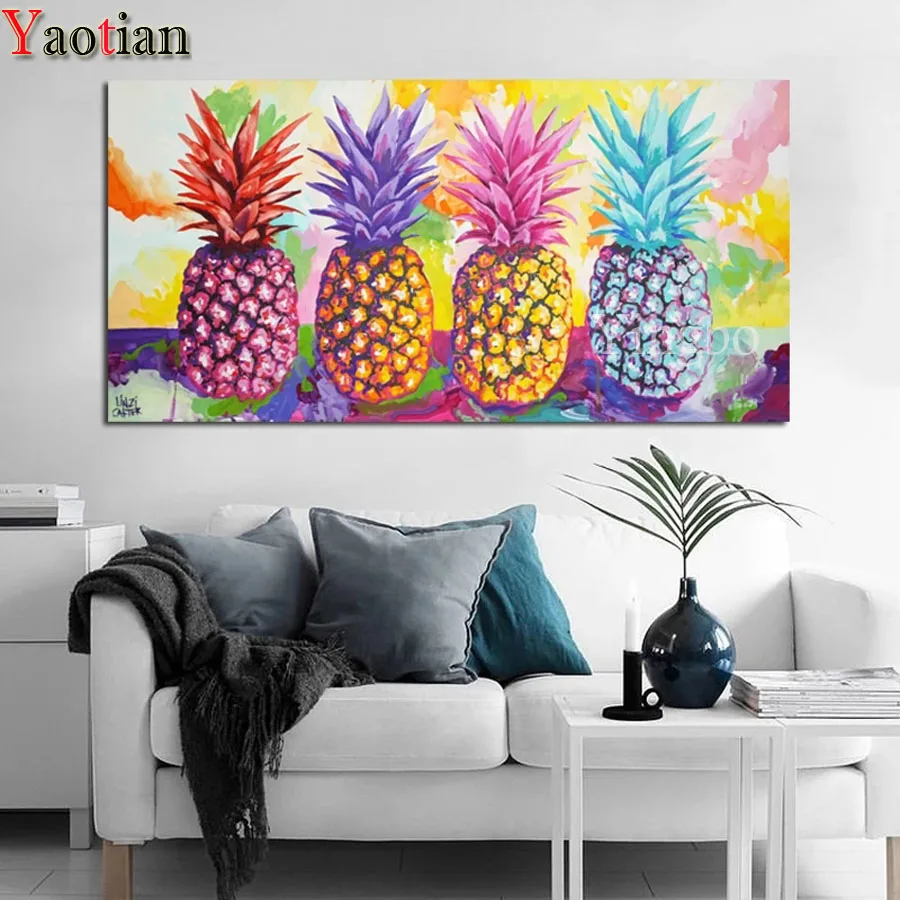 

Diamond Painting Full Square Round Drill Pineapple Color Fruit Diamond Embroidery Diamond Mosaic Home Decoration Child Gift
