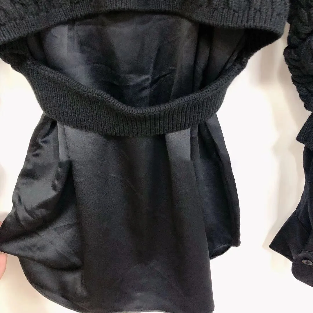 

2021 Spring and Autumn New Stitching Fake Two Pieces of V-neck Long-sleeved Sweater Women