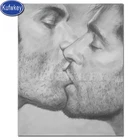 Картина из квадратных страз с полным наполнением, для геев, алмазная Мужская картина с изображением поцелуя, Вечные моменты, узоры для вышивки крестиком, украшение