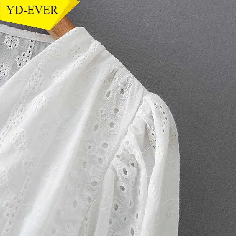 Женская Ретро-блузка с вышивкой романтичная короткая рубашка длинным рукавом