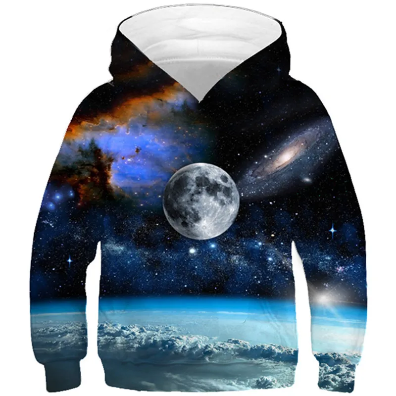 

2020 Children Hooded Hoodies Colorful Galaxy Space Universe Star Creative Design Boy/Girl 3D Print Sweatshirts Kids Clothes Tops