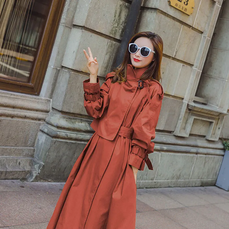 

Новая мода 2020, Осеннее женское однотонное повседневное простое классическое длинное пальто макси, шикарная Женская ветровка