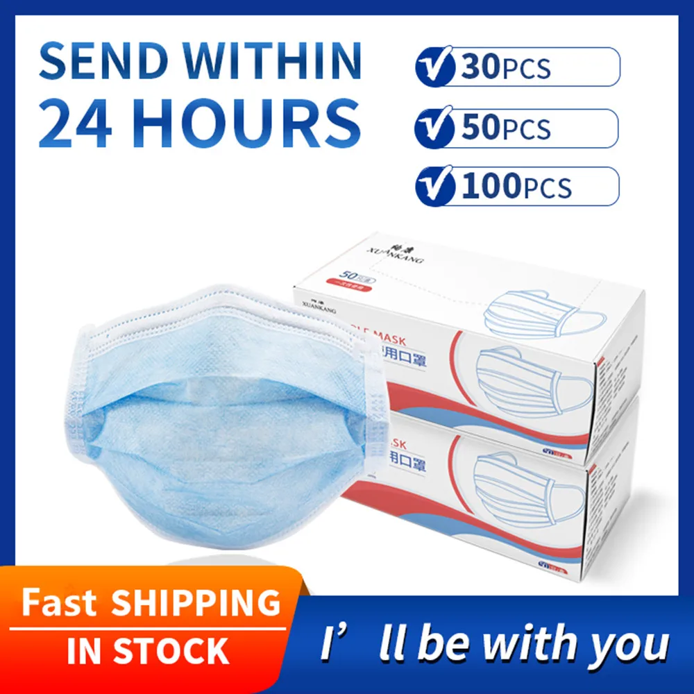 XUANKANG одноразовые маски для лица 3 Слои фильтр взрослых Рот крышка с защитой от