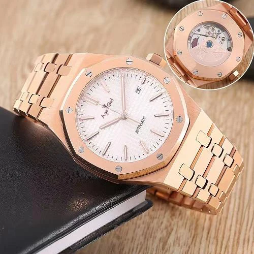 

Classic New Watch Men Fashion Classic Stainless Steel Automatic Mechanical Rose Gold Black Sapphire Glass Back 42mm Watch