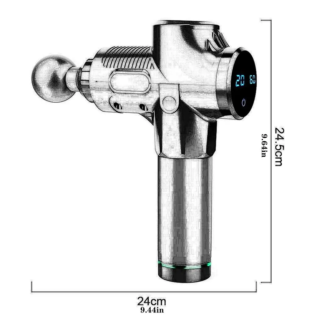 

Electric Fascia Massage Gun Device Touch Screen + Six Massage Heads Low Noise High Frequency Massage Tool