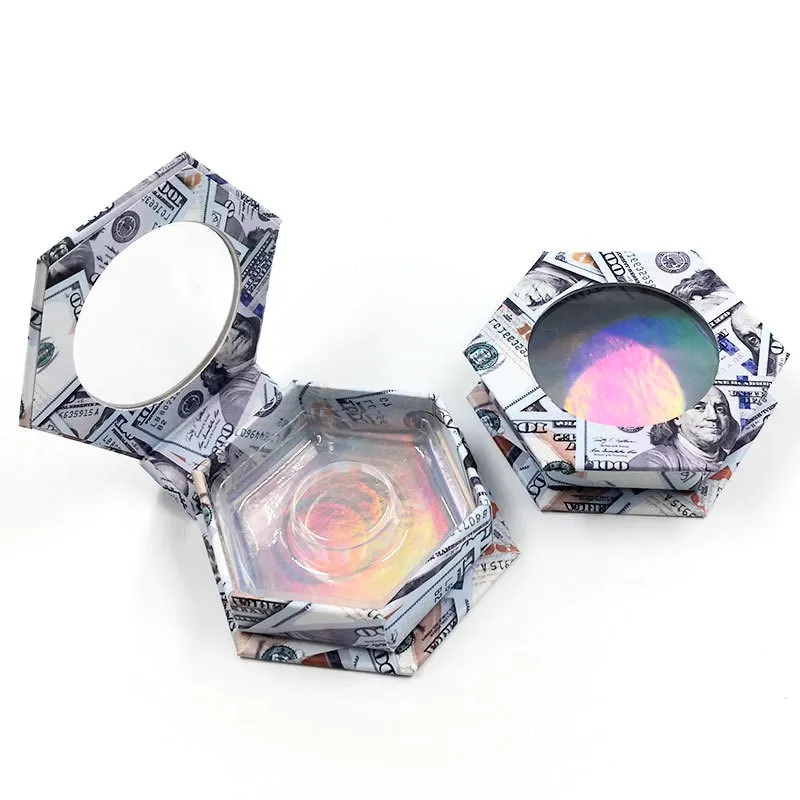 

Lash Boxes Packaging Wholesale Fahion New Empty Eyelash Packaging Box hexagon Lashes Case Eyelashes Package makeup free logo
